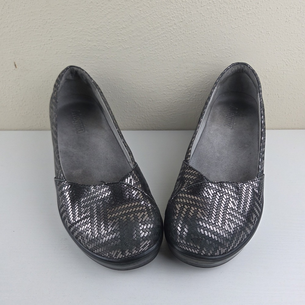 Alegria Women's Flirt‎ Dazzler Leather Pewter Wedge Size 9.5 - Picture 3 of 12